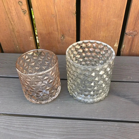 Patterned  Glass Candleholders - Picture 1 of 8